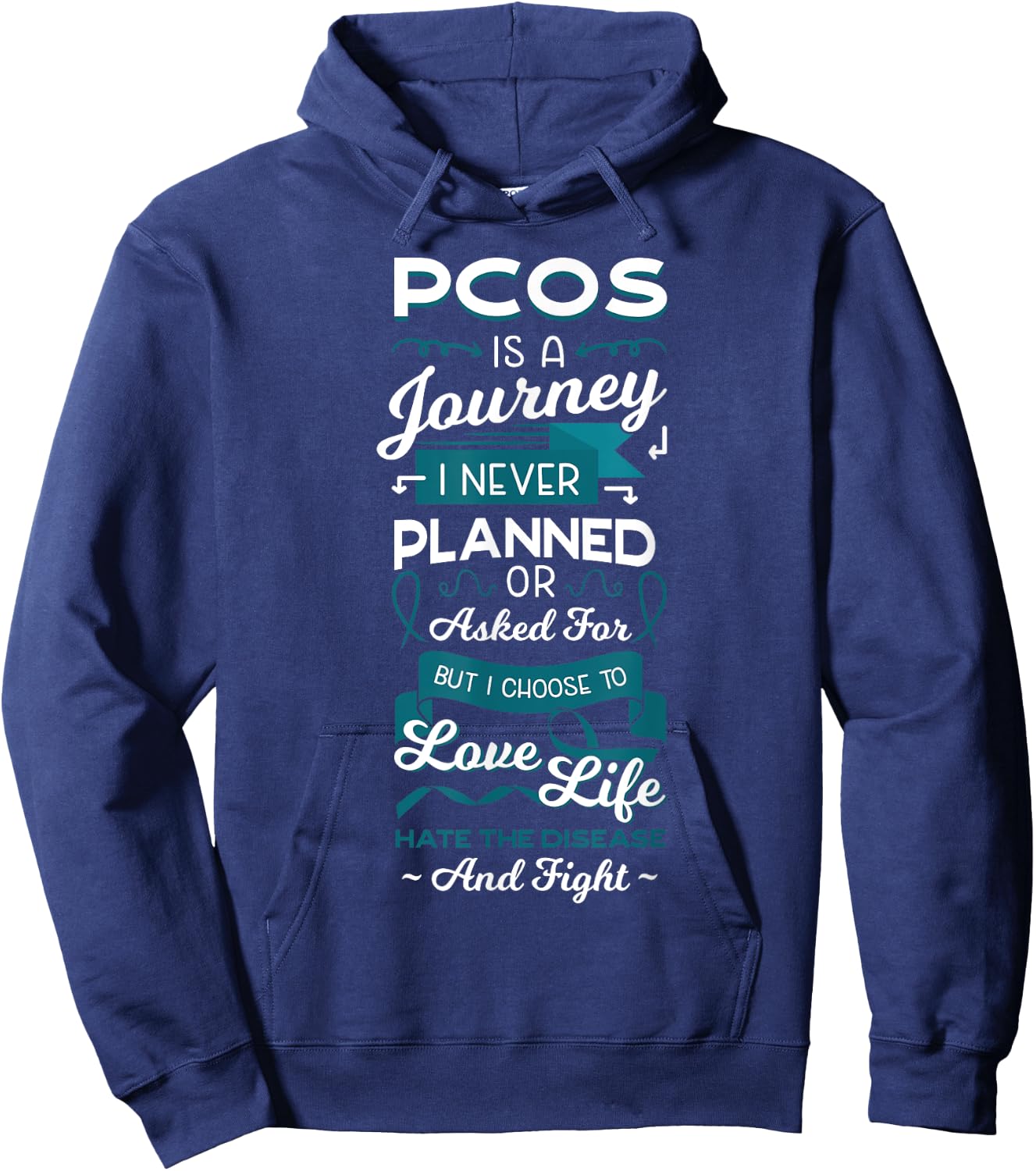 PCOS Fighter Polycystic Ovary Syndrome Teal Velvety Skin Hoodie - Hoodie | Navy