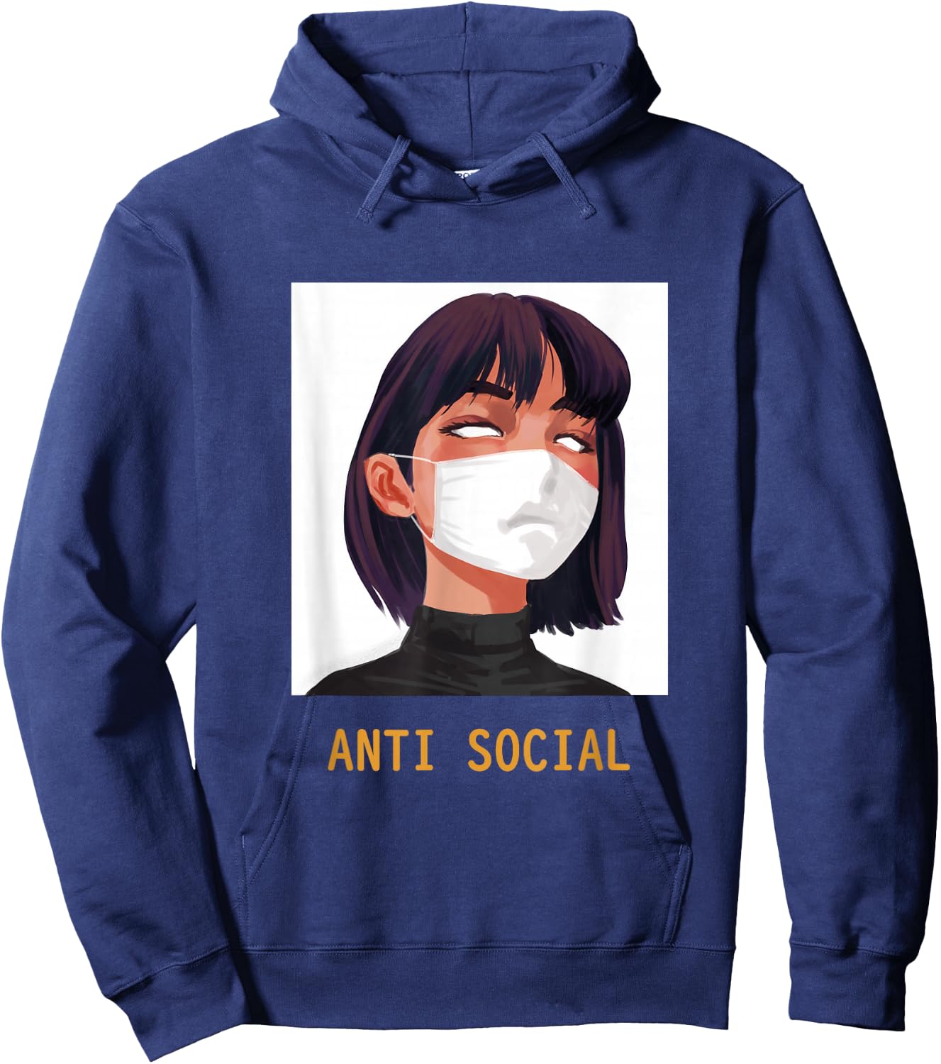 Antisocial Shirt Vaporwave Aesthetic Japanese Emo Anime Girl Hoodie - Hoodie | Navy