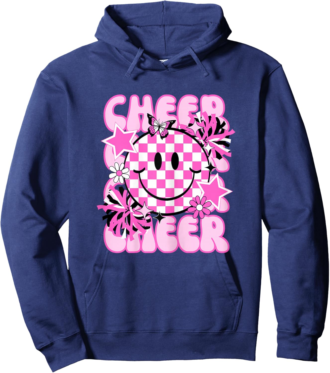 Cute Retro Happy Cheer Cheerleader Tumbling Hoodie - Hoodie | Navy