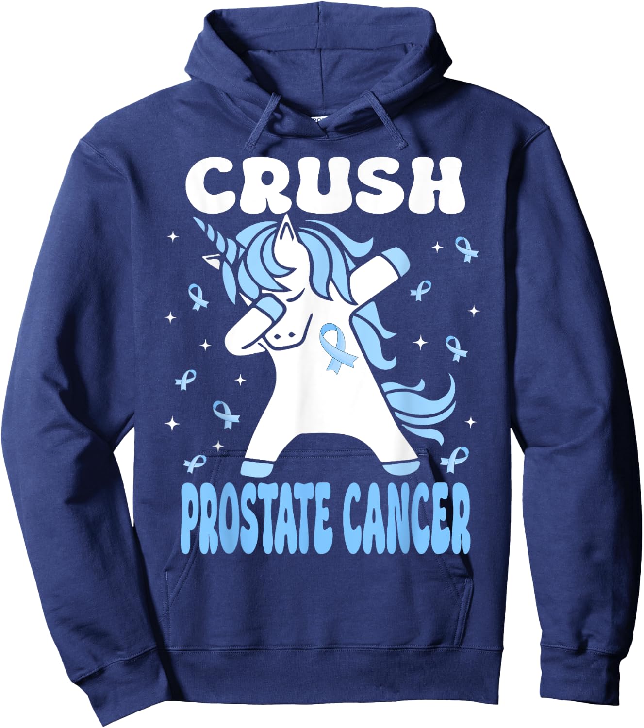 Dabbing Unicorn Crush Prostate Cancer Blue Ribbon Hoodie - Hoodie | Navy