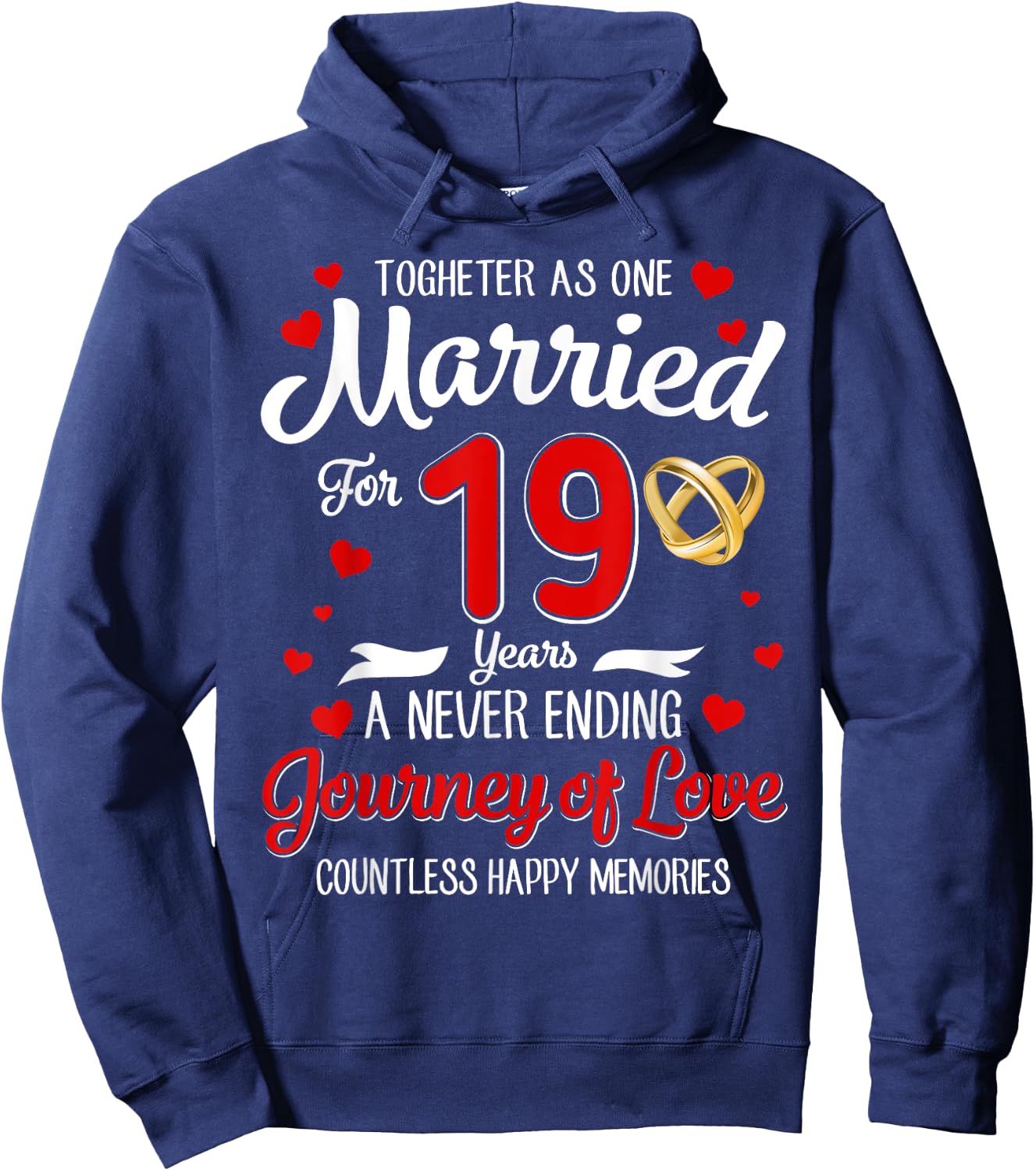 19th Wedding Anniversary 19-Year Married Couple Matching Hoodie - Hoodie | Navy