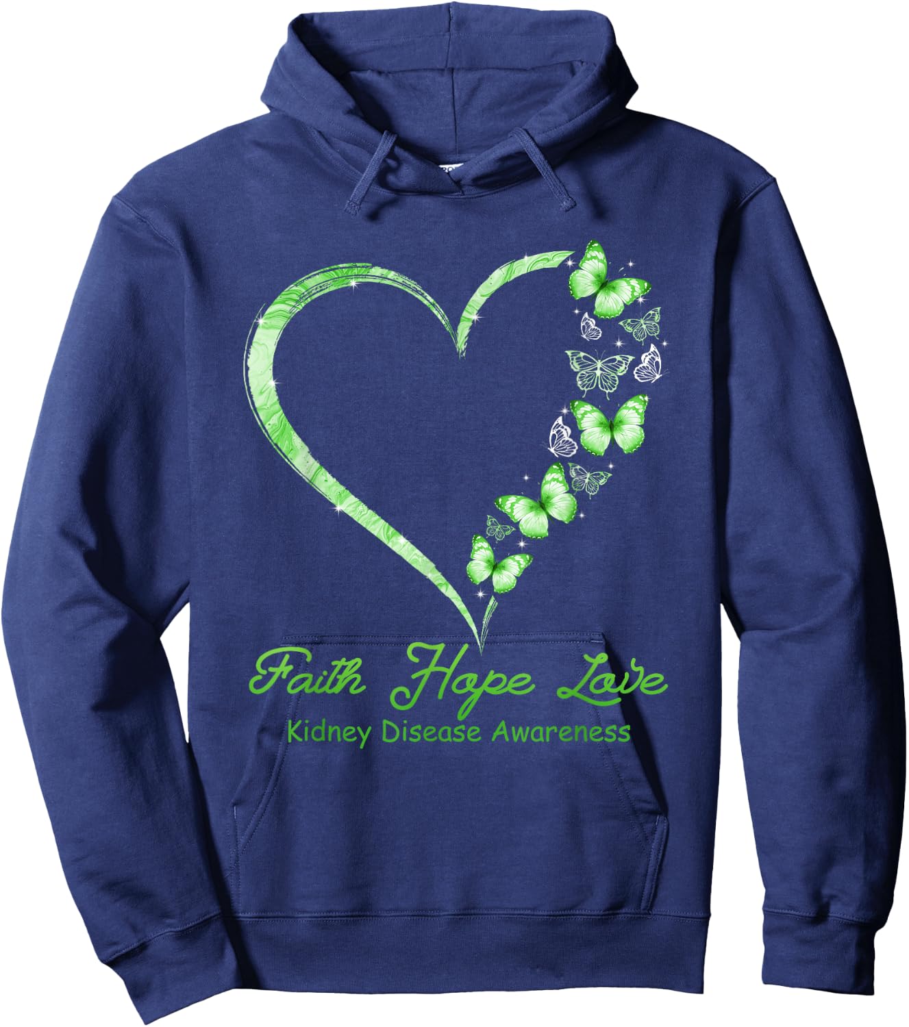 Faith Hope Love Kidney Disease Awareness Month Supporter Hoodie - Hoodie | Navy