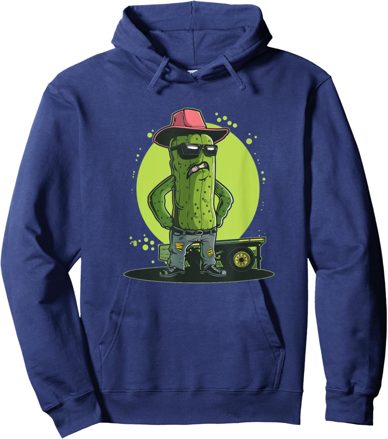 Funny Trucker Pickle with Cowboy Hat Costume Hoodie - Hoodie | Navy