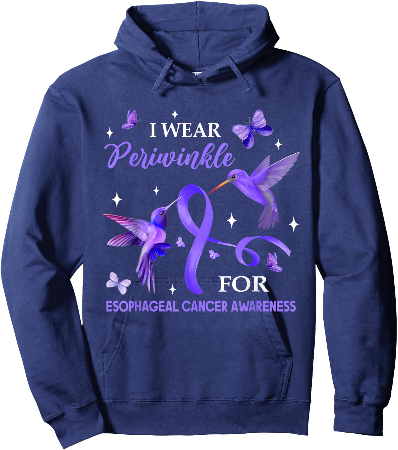I Wear Periwinkle For Esophageal Cancer Hummingbird Hoodie - Hoodie | Navy