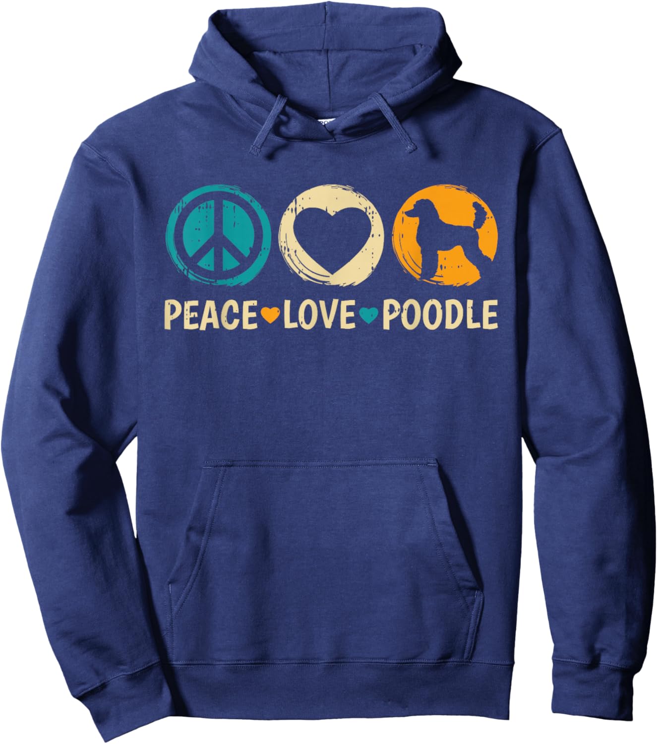 Peace Love Poodle Dog Retro Puppy Lover Owner Groomer Hoodie - Hoodie | Navy