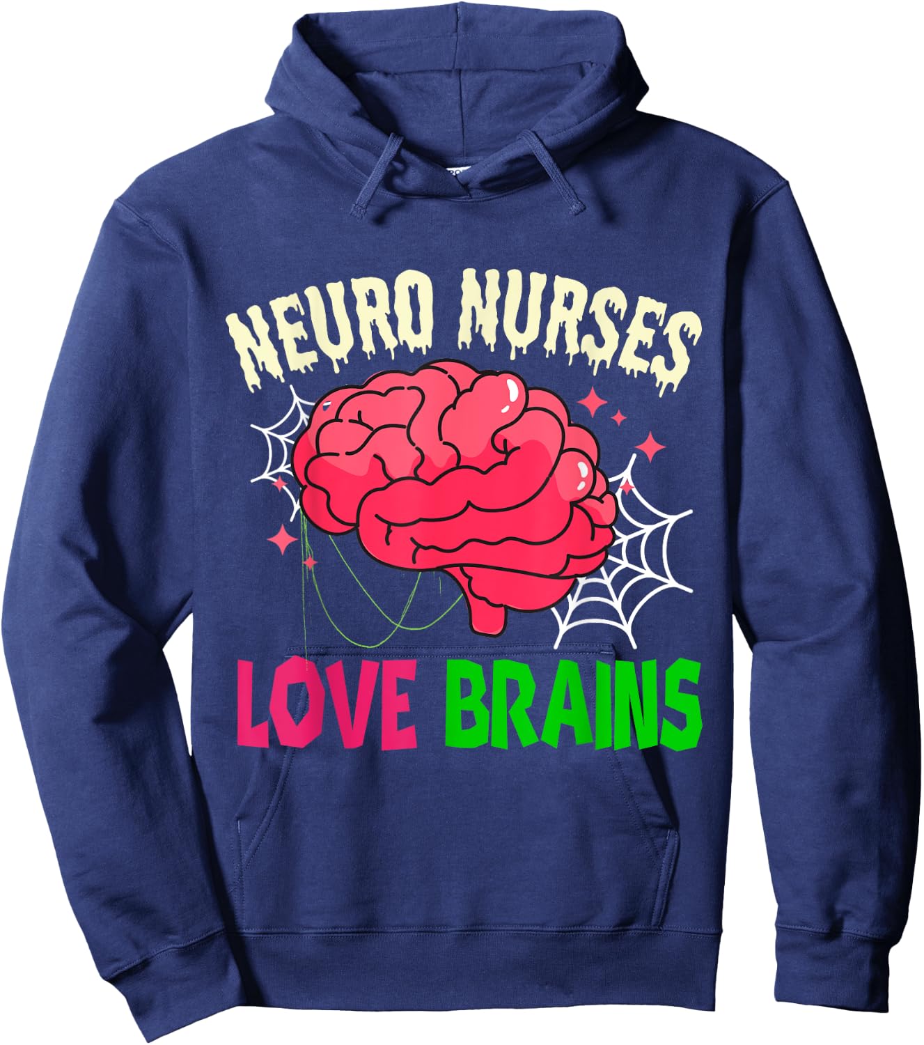 Halloween Neurology Neuro Nurse Love Brains RN Neuroscience Hoodie - Hoodie | Navy