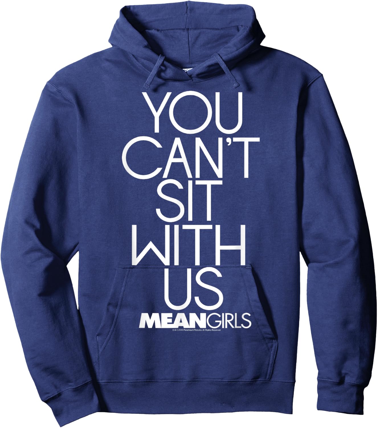 Mean Girls You Can't Sit with Us Center Stacked Text Hoodie - Hoodie | Navy