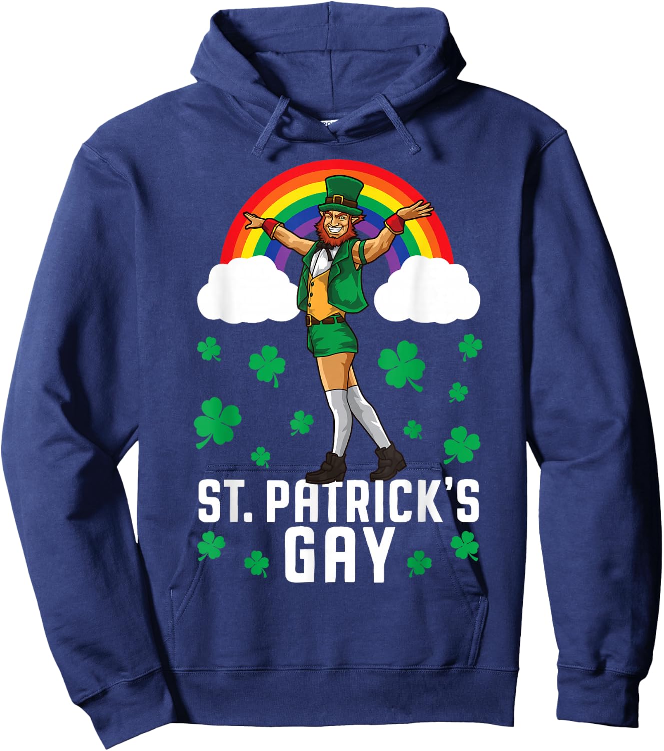 St. Patrick's Gay Leprechaun In Sexy Stockings and Shorts Hoodie - Hoodie | Navy
