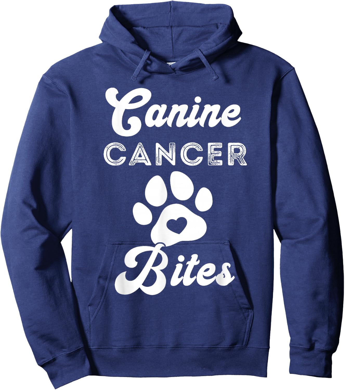 Canine Cancer Bites Pet Cancer Awareness Heart Paw Hoodie - Hoodie | Navy