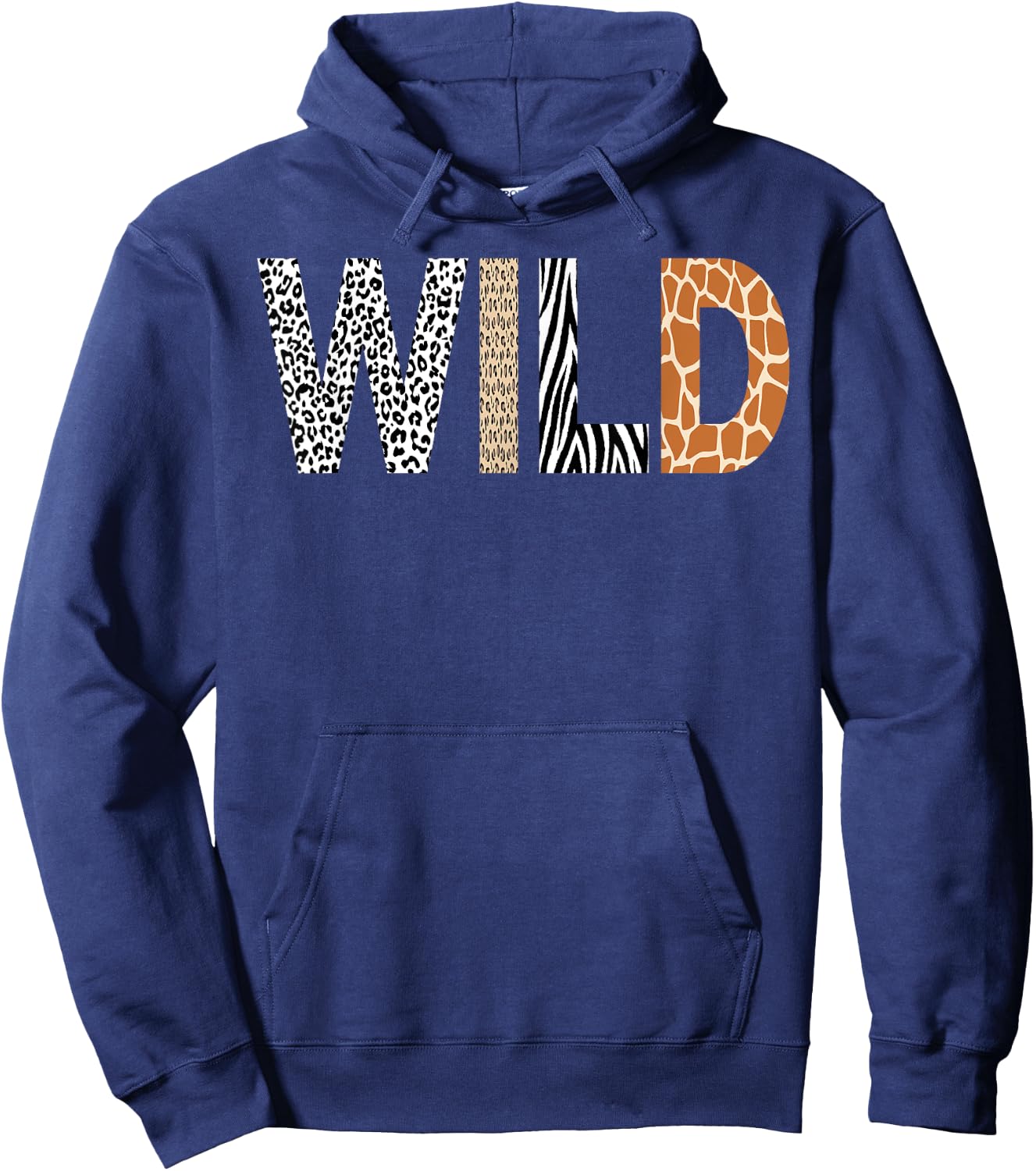 Wild Animal Pattern Giraffe Wolf Leopard Zebra Animal Print Hoodie - Hoodie | Navy