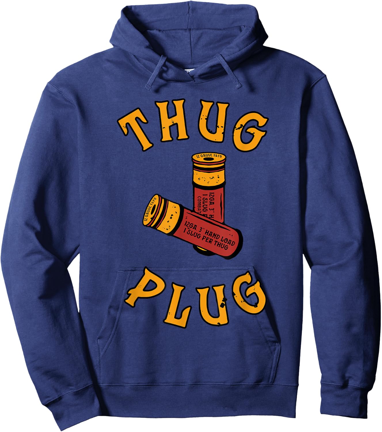 THUG PLUG Black -Adults Cotton 85% Polyester 15% Casual Humorous Modern U-Neck Short Sleeve Hoodie - Hoodie | Navy