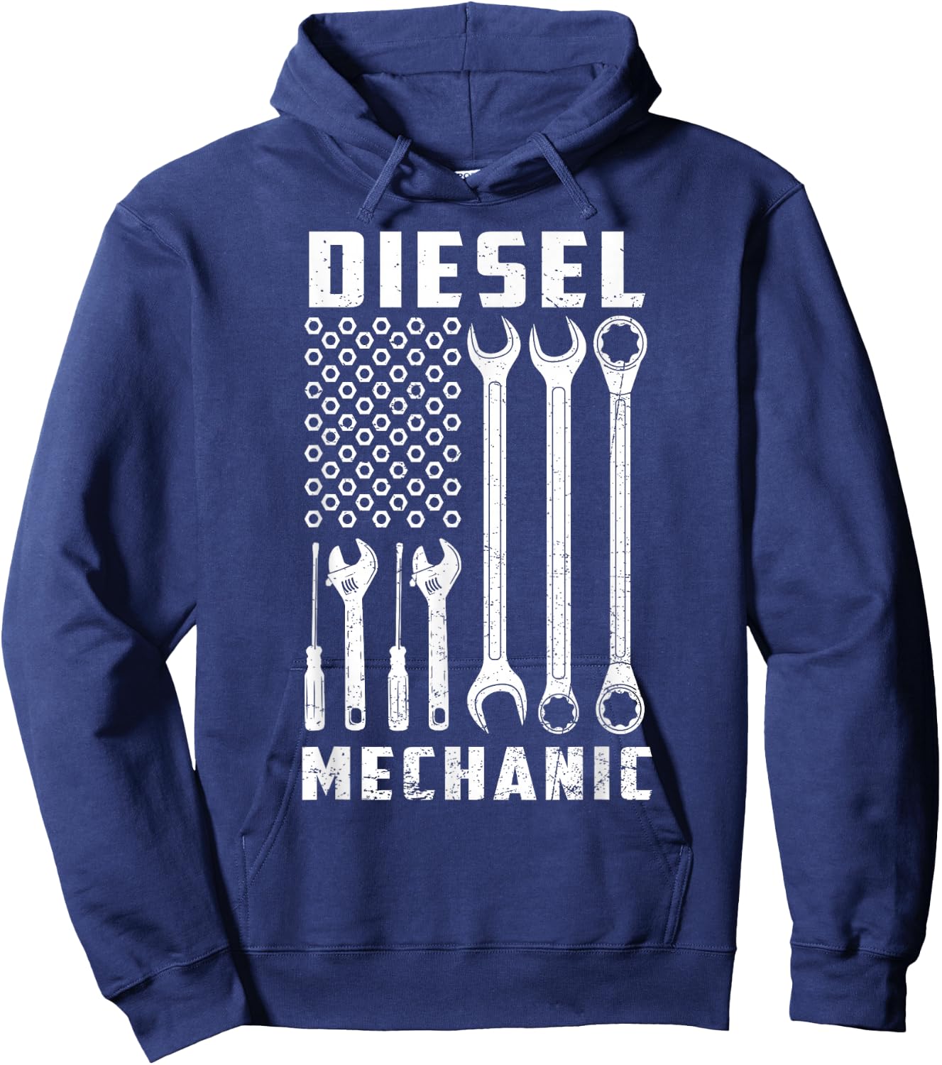 Patriotic Diesel Mechanic Tools Flag American USA Hoodie - Hoodie | Navy