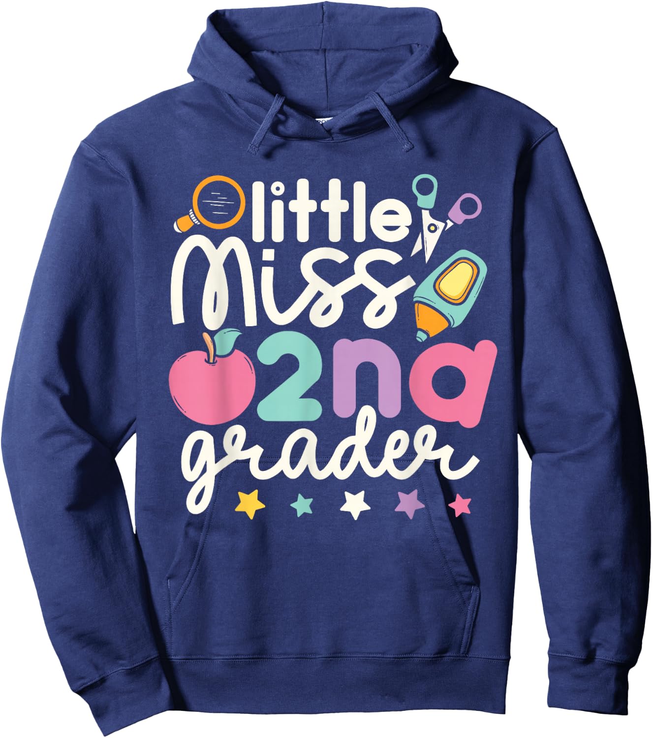 Little Miss 2nd Grade First Day of Second Grade Cute Girls Hoodie - Hoodie | Navy