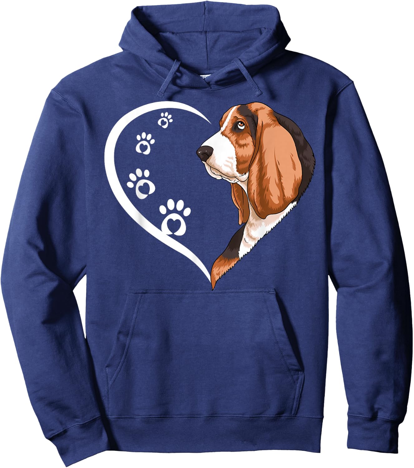 Bassett Hound Shirts Girls Kids Heart Cute Hoodie - Hoodie | Navy