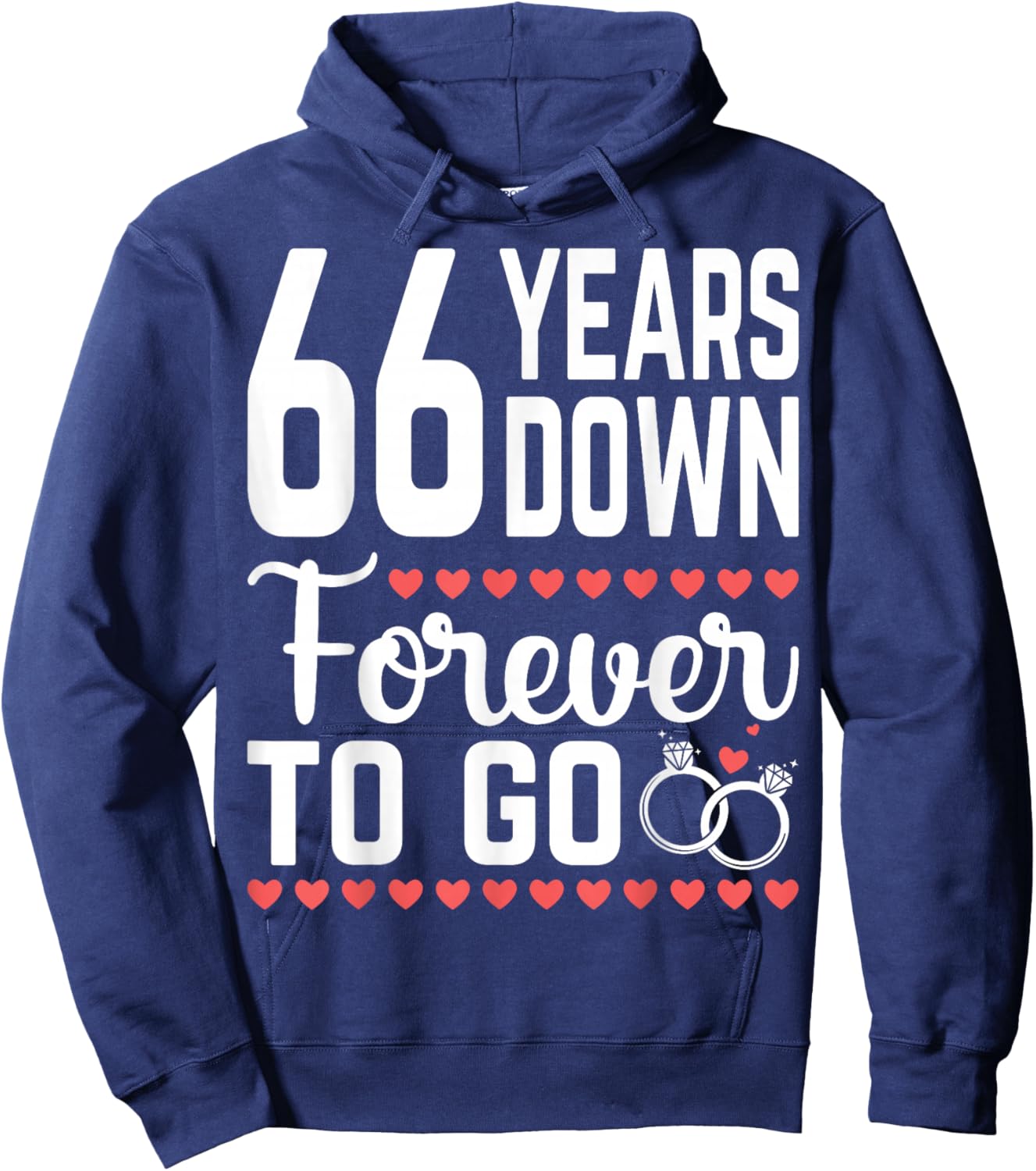66 Years Down Forever 66th Wedding Anniversary Husband Wife Hoodie - Hoodie | Navy