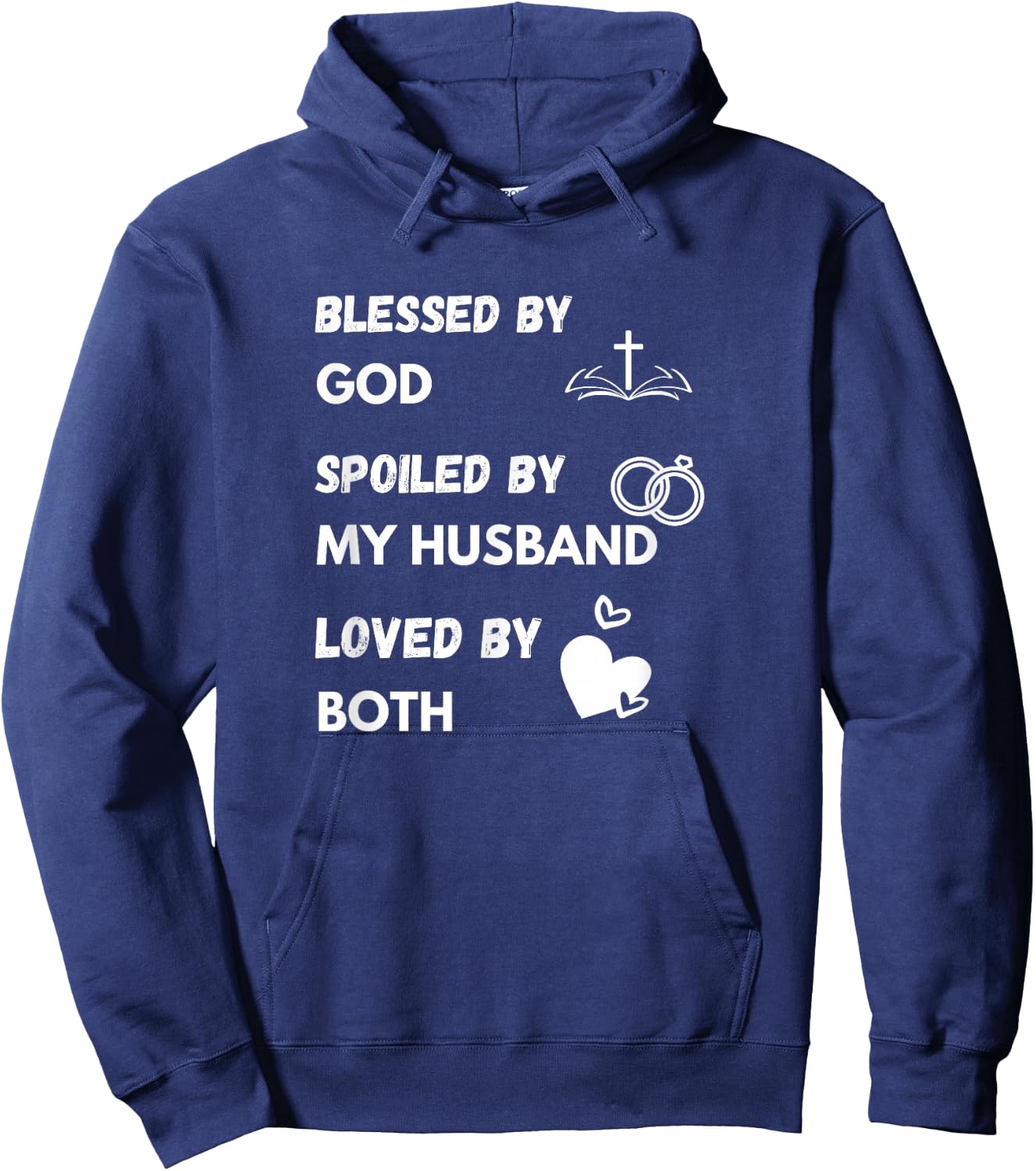 Blessed by God Spoiled by My Husband Loved By Both Hoodie - Hoodie | Navy