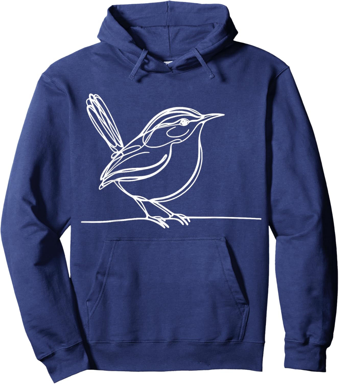 Line Art Bird & Ornithologist Carolina Wren Hoodie - Hoodie | Navy