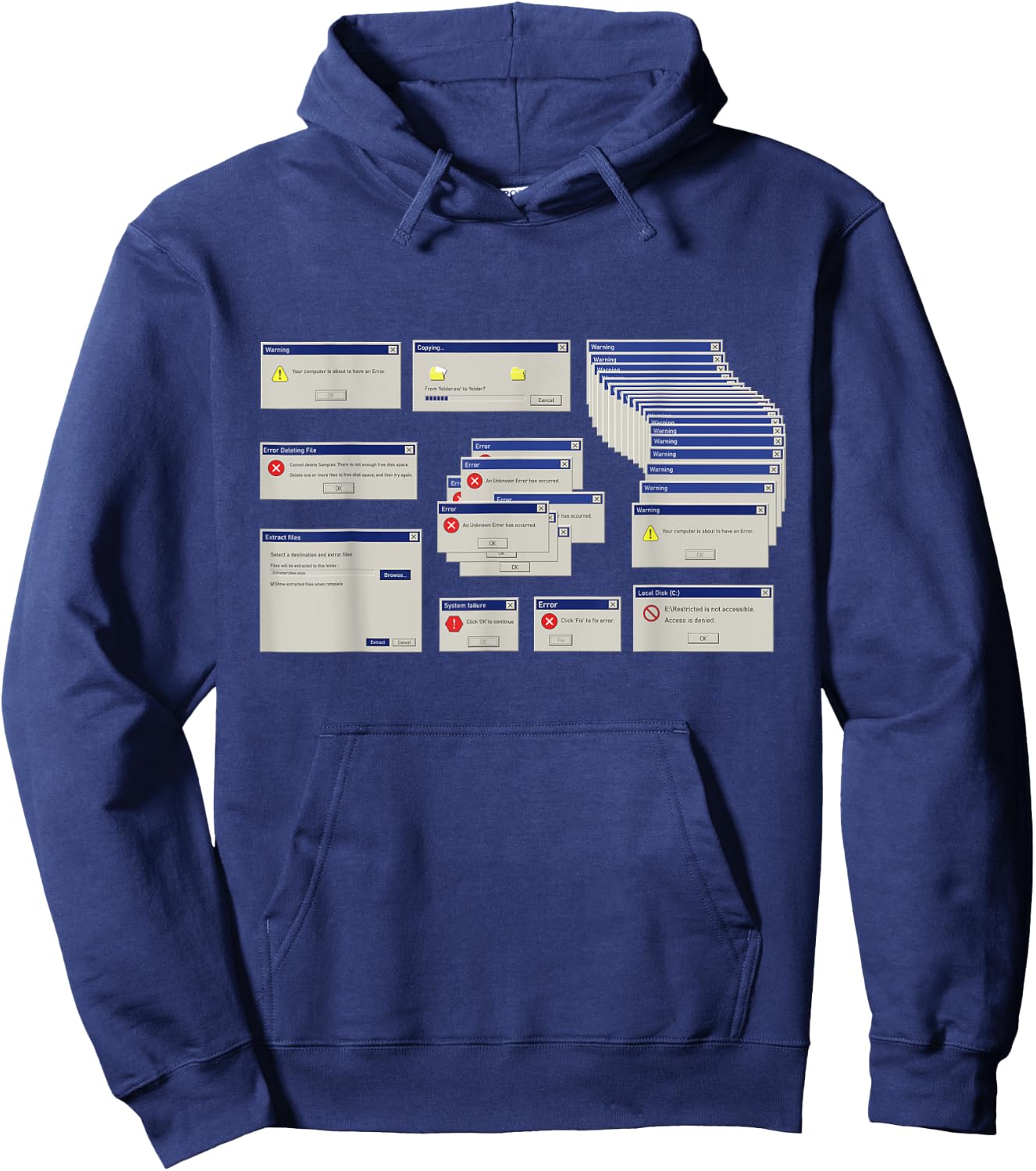 Cool Computer Error Pop Up Illustration Message Graphic Hoodie - Hoodie | Navy