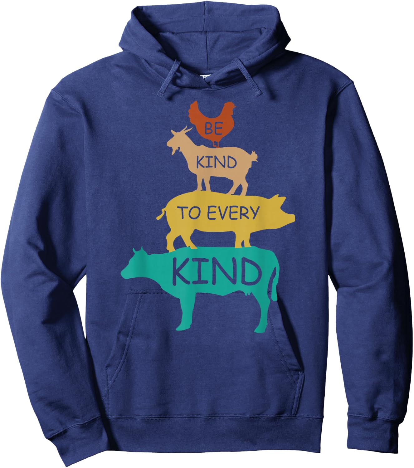 Be Kind to Every Kind Retro Vintage Funny Vegetarian Vegan Small Hoodie - Hoodie | Navy
