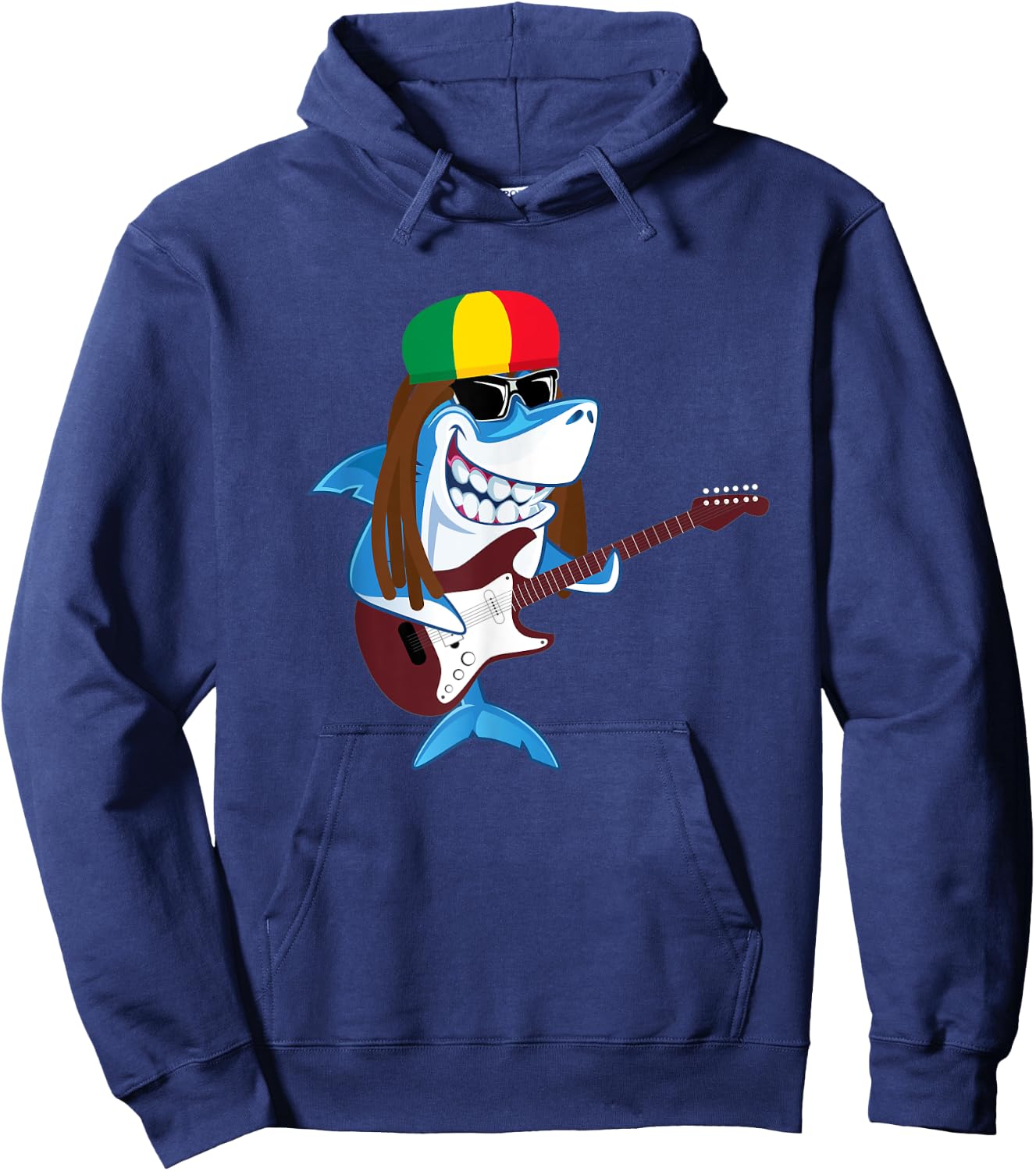 Rastafarian Shark Cut Reggae Jamaican Shark Hoodie - Hoodie | Navy
