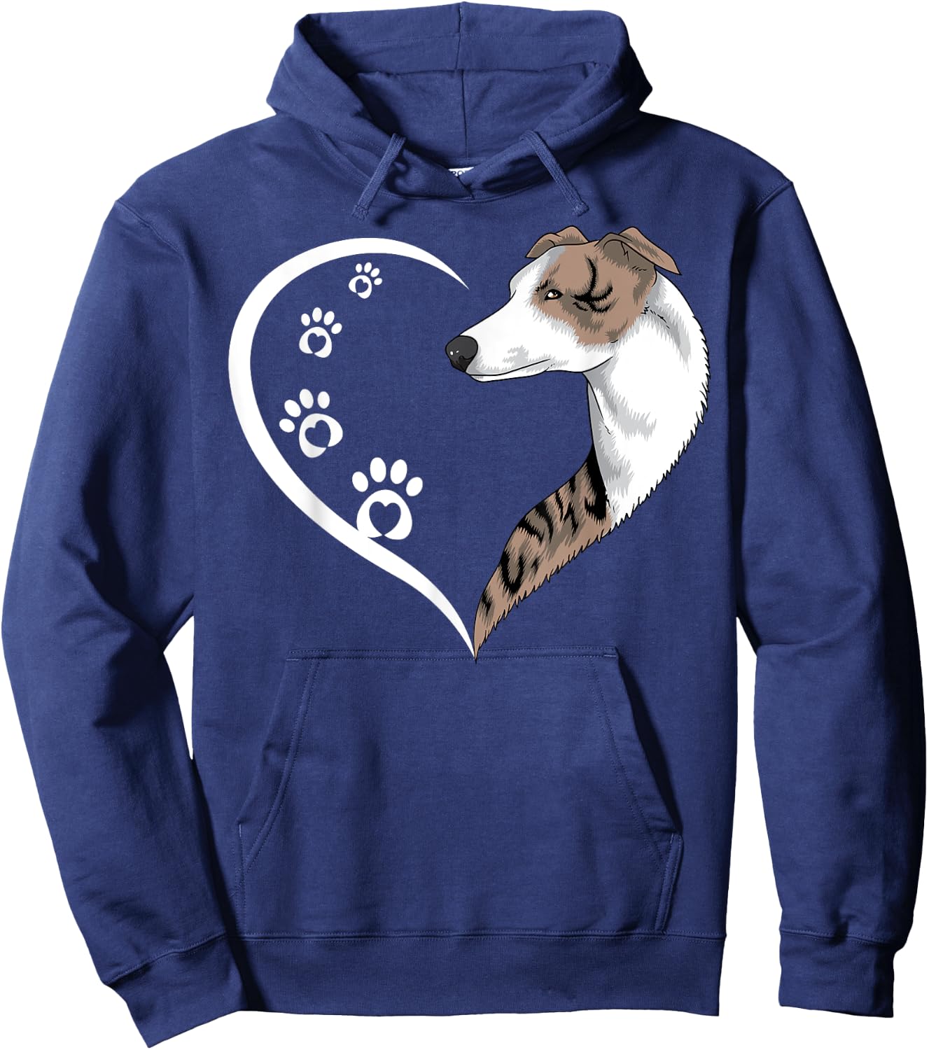 Whippet Shirts Girls Kids Heart Cute Whippet Hoodie - Hoodie | Navy