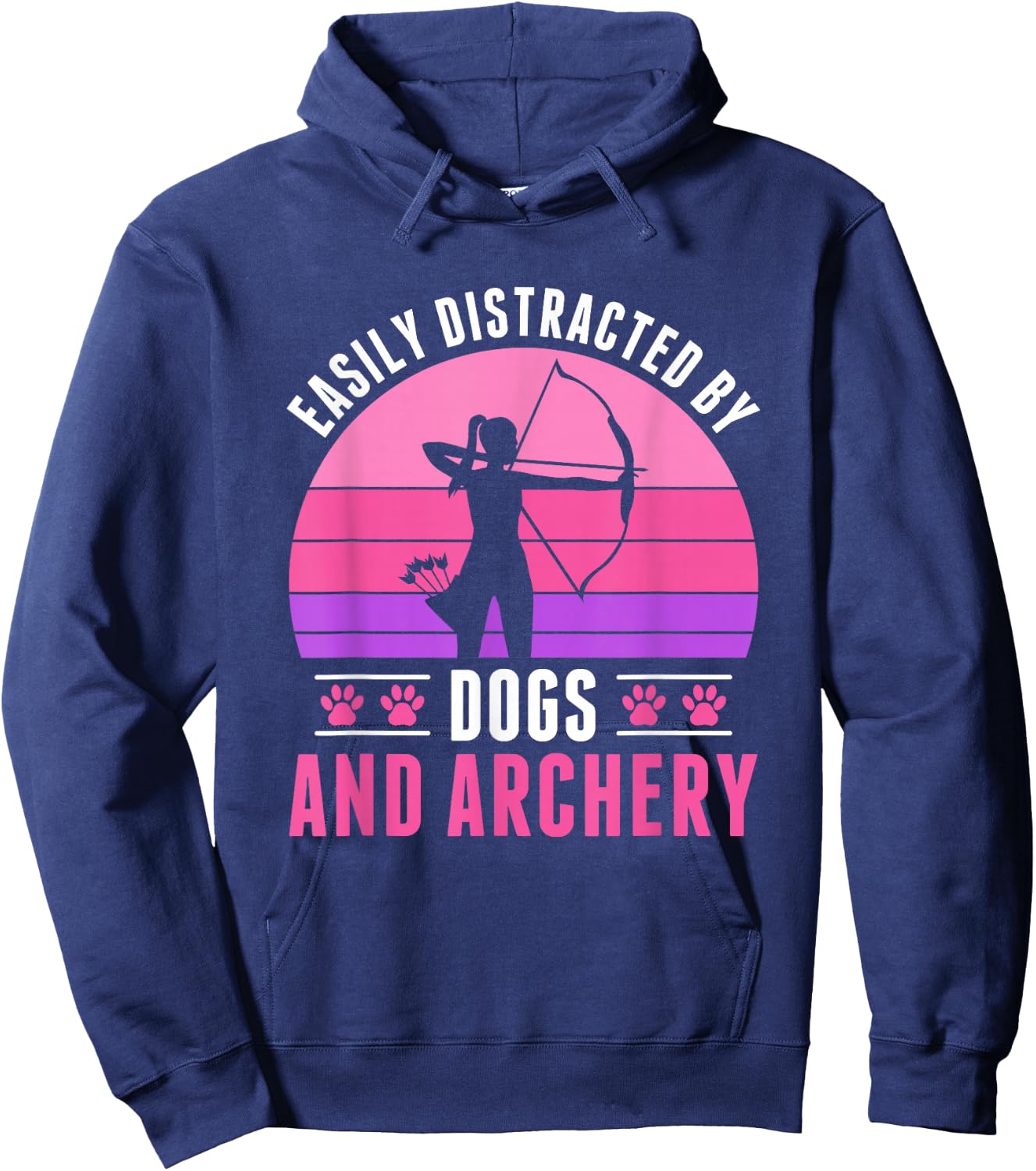 Easily Distracted by Archery and Dogs Archer Women Girls Hoodie - Hoodie | Navy