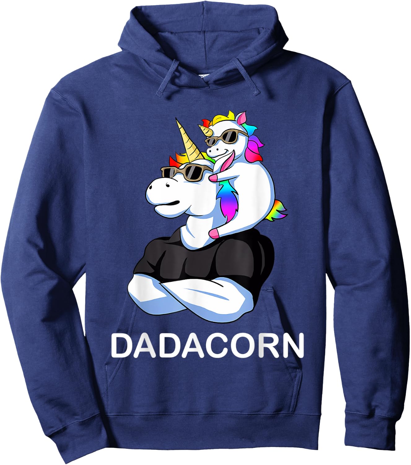 Fathers Day Gift Unicorn Dad Shirt Funny Dadacorn Men Hoodie - Hoodie | Navy