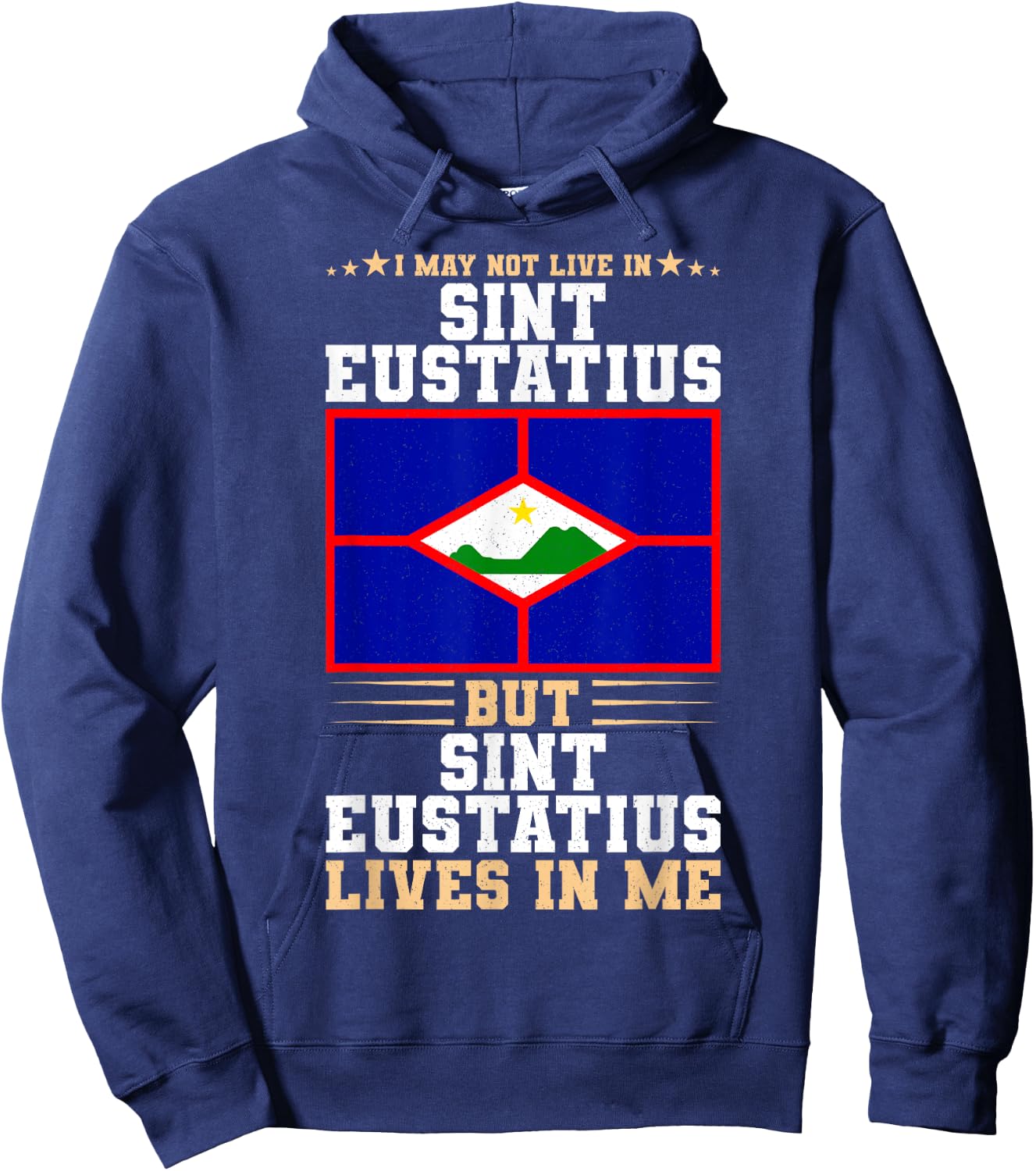 Statia Flag for proud Patriots Sint Eustatius , Small, Black Hoodie - Hoodie | Navy