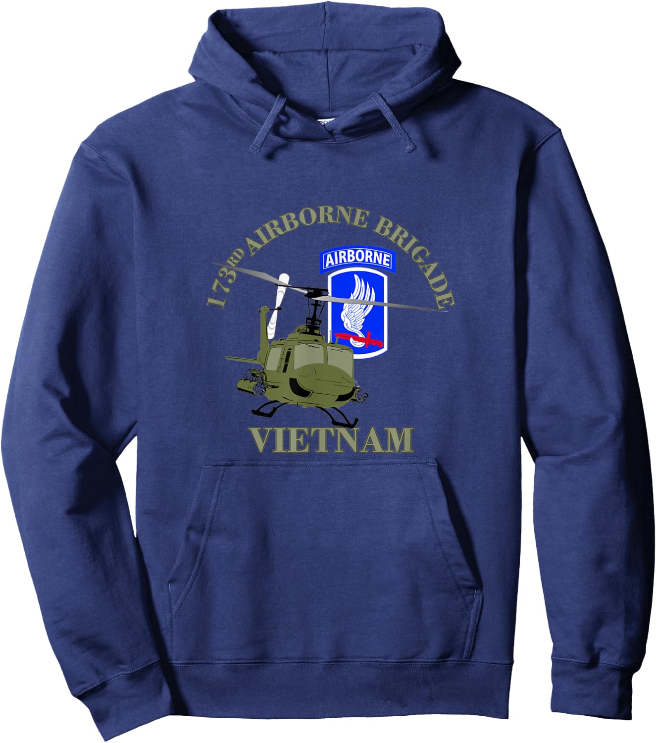 173rd Airborne Brigade Vietnam UH-1 Gunship Veterans Day Hoodie - Hoodie | Navy