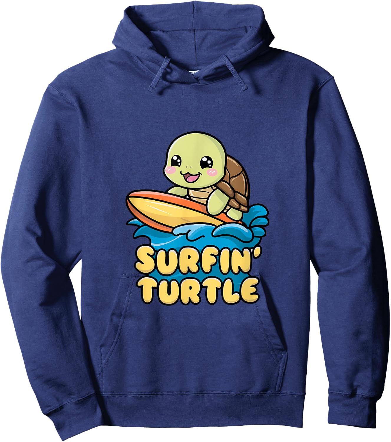 Surfin' Turtle Kawaii Surfing Design Women Kids Hoodie - Hoodie | Navy