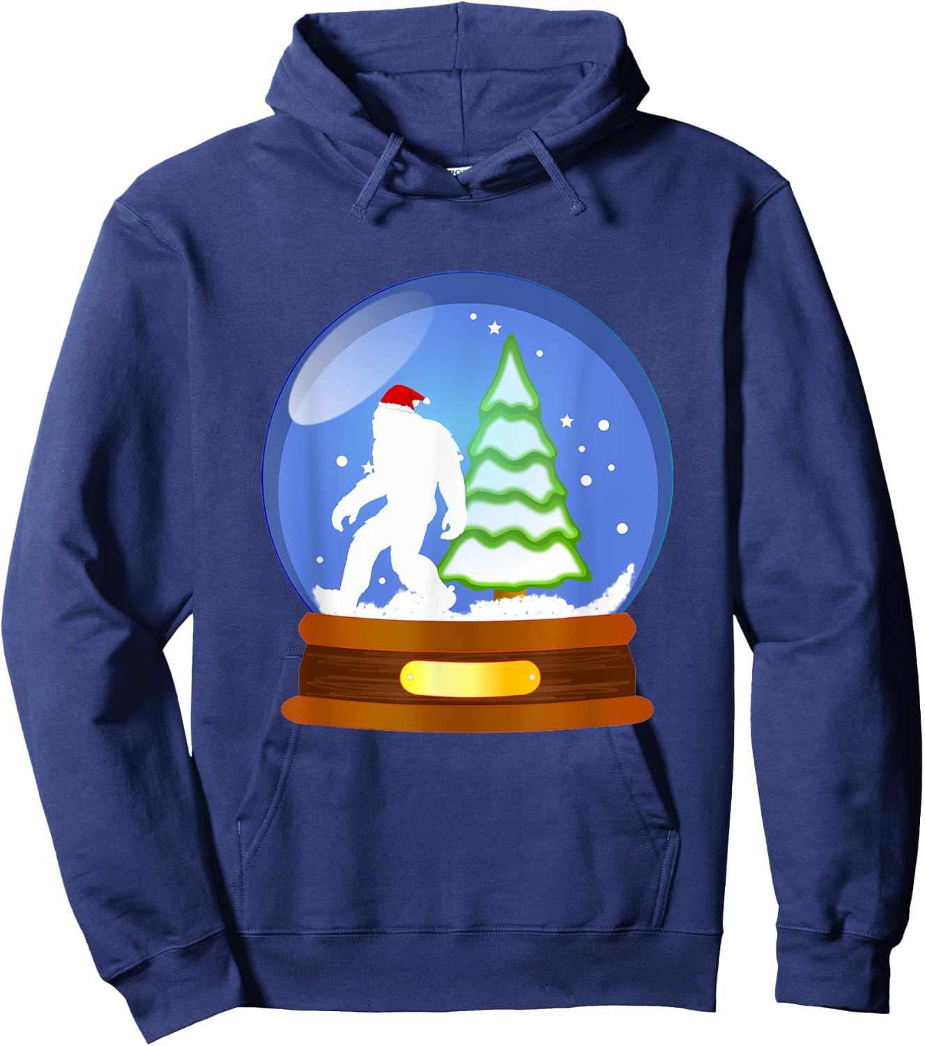 Bigfoot Santa Snow Globe Christmas Hoodie - Hoodie | Navy