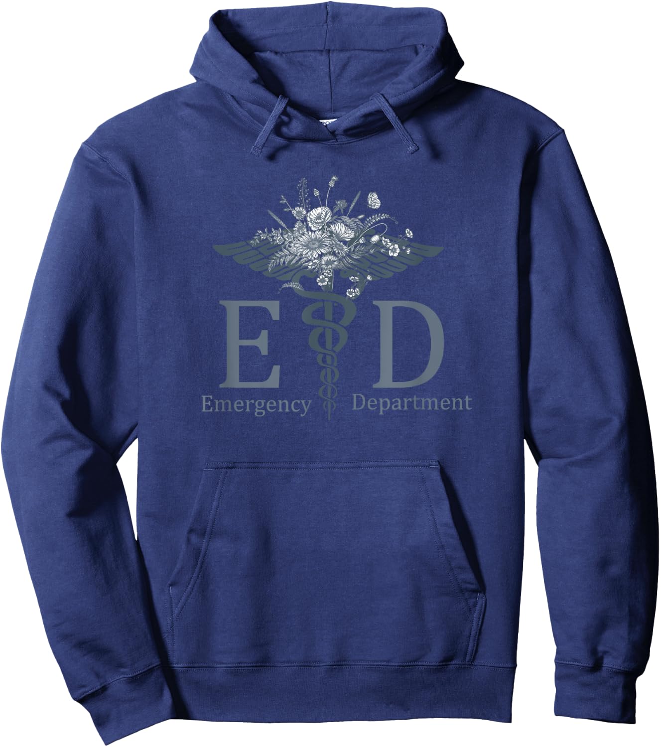 Emergency Department Room ER Crew Nurse Floral Wildflower Hoodie - Hoodie | Navy