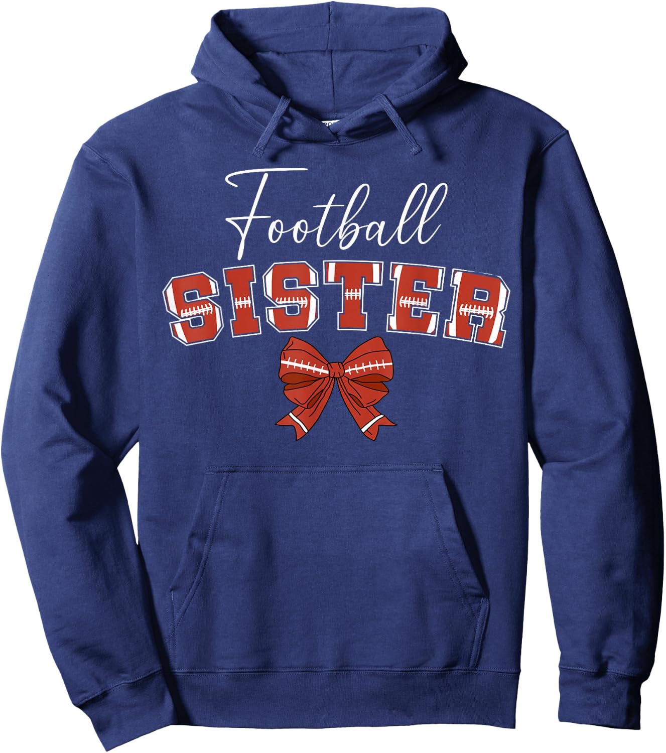 Football Sister Coquette Sister Of A Football Player Hoodie - Hoodie | Navy