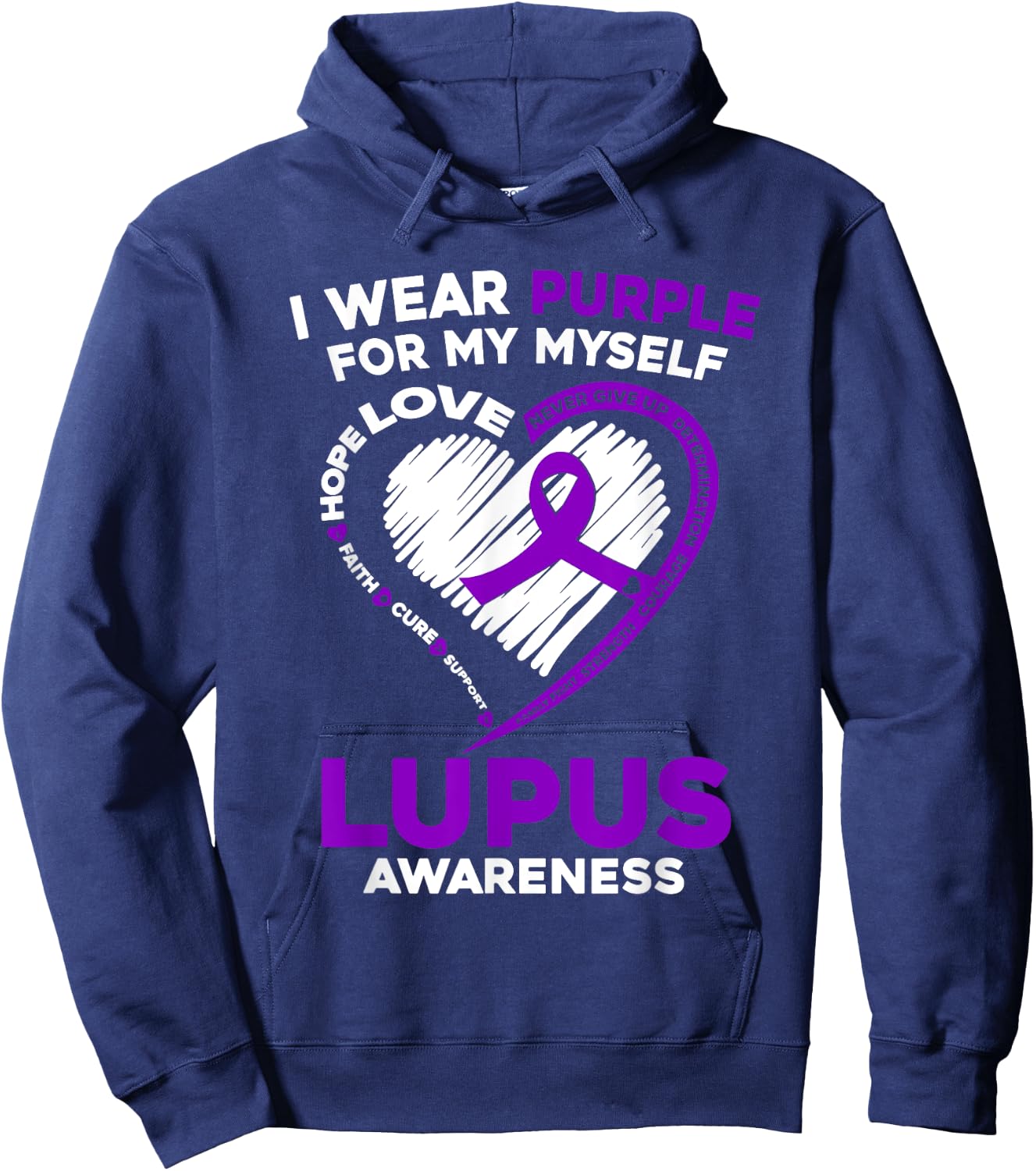 I Wear Purple For Myself Lupus Awareness Purple Ribbon Hoodie - Hoodie | Navy