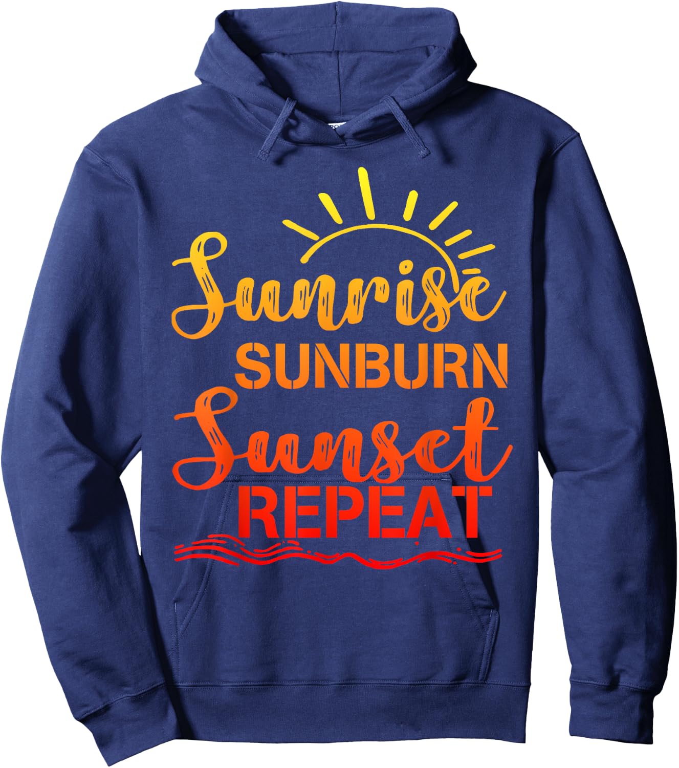 Sunrise Sunburn Sunset Repeat Retro Summer Men Women Girls Kids Hoodie - Hoodie | Navy