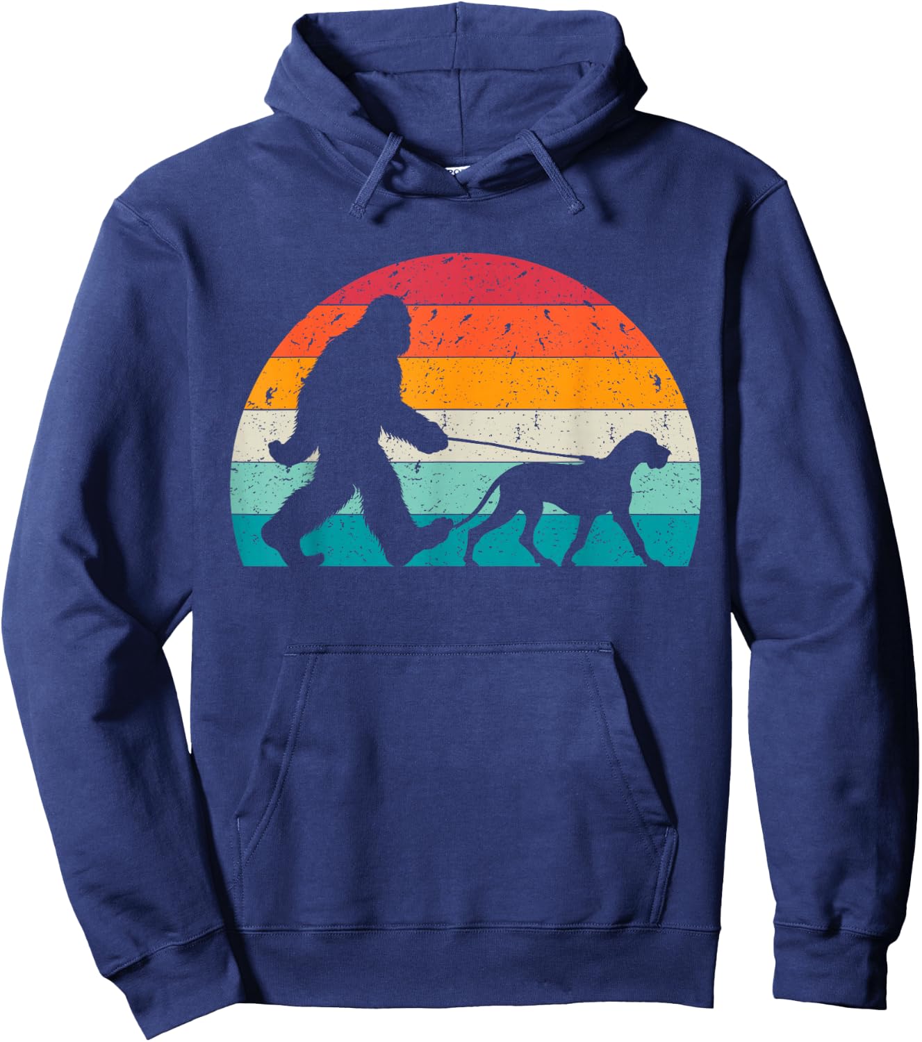 Bigfoot Walking a Dog Funny Great Dane Lovers Dog Dad Hoodie - Hoodie | Navy