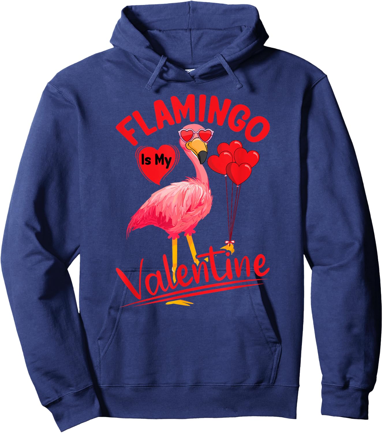 Flamingo Is My Valentine Flamingo Lover Valentine's Day Hoodie - Hoodie | Navy