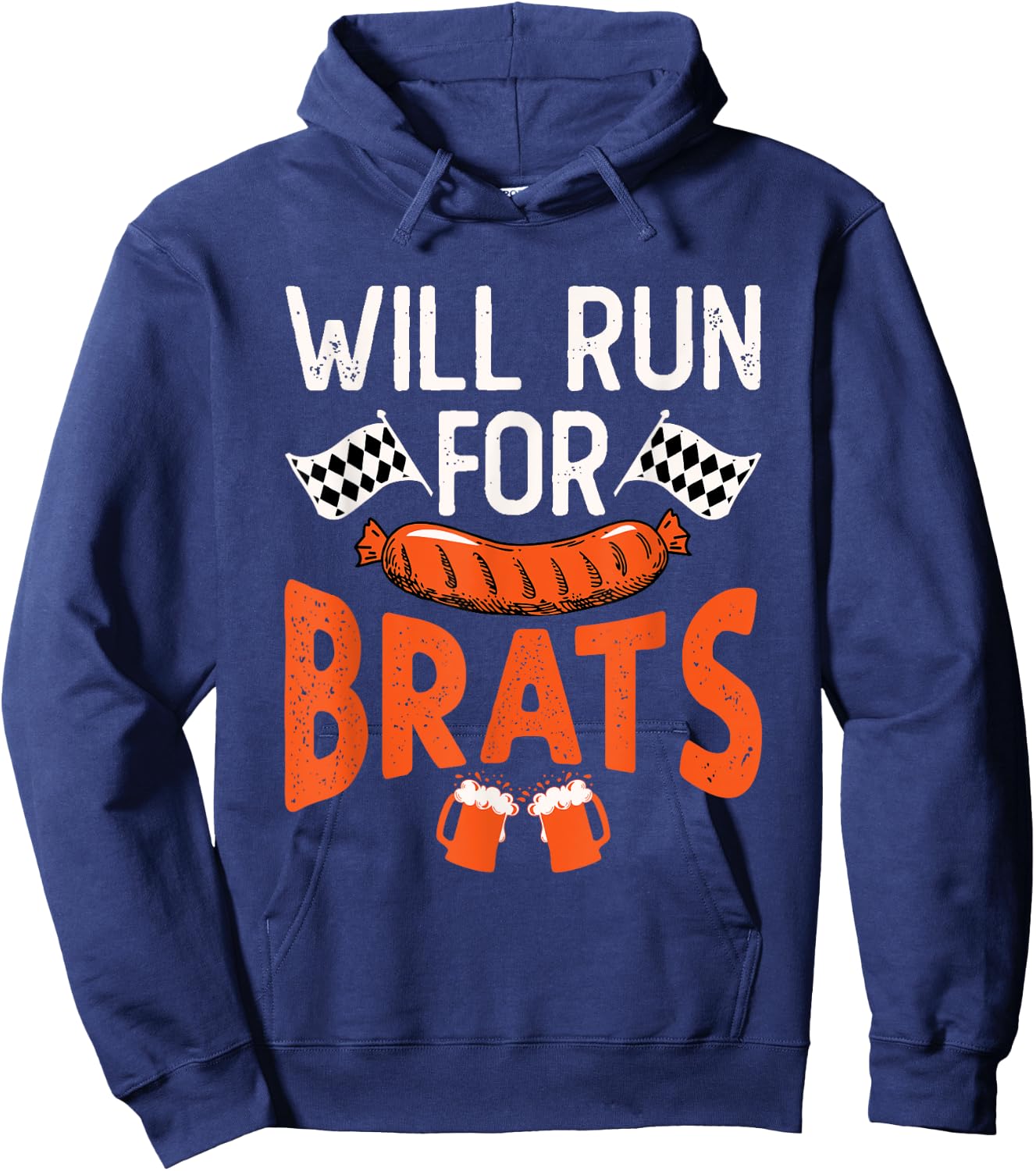Oktoberfest Running Will Run for Brats German Sausage Hoodie - Hoodie | Navy