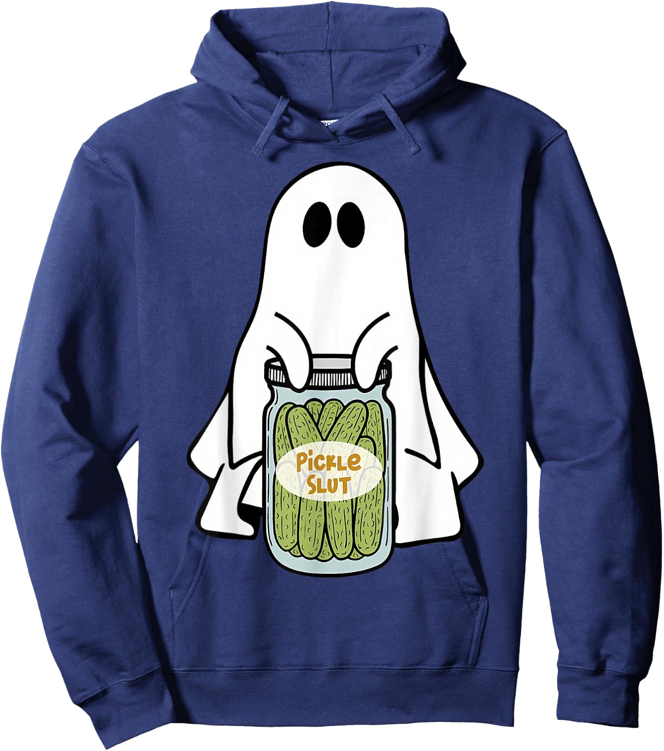 Pickle Slut Cute Ghost Vintage Canned Pickles Halloween Hoodie - Hoodie | Navy