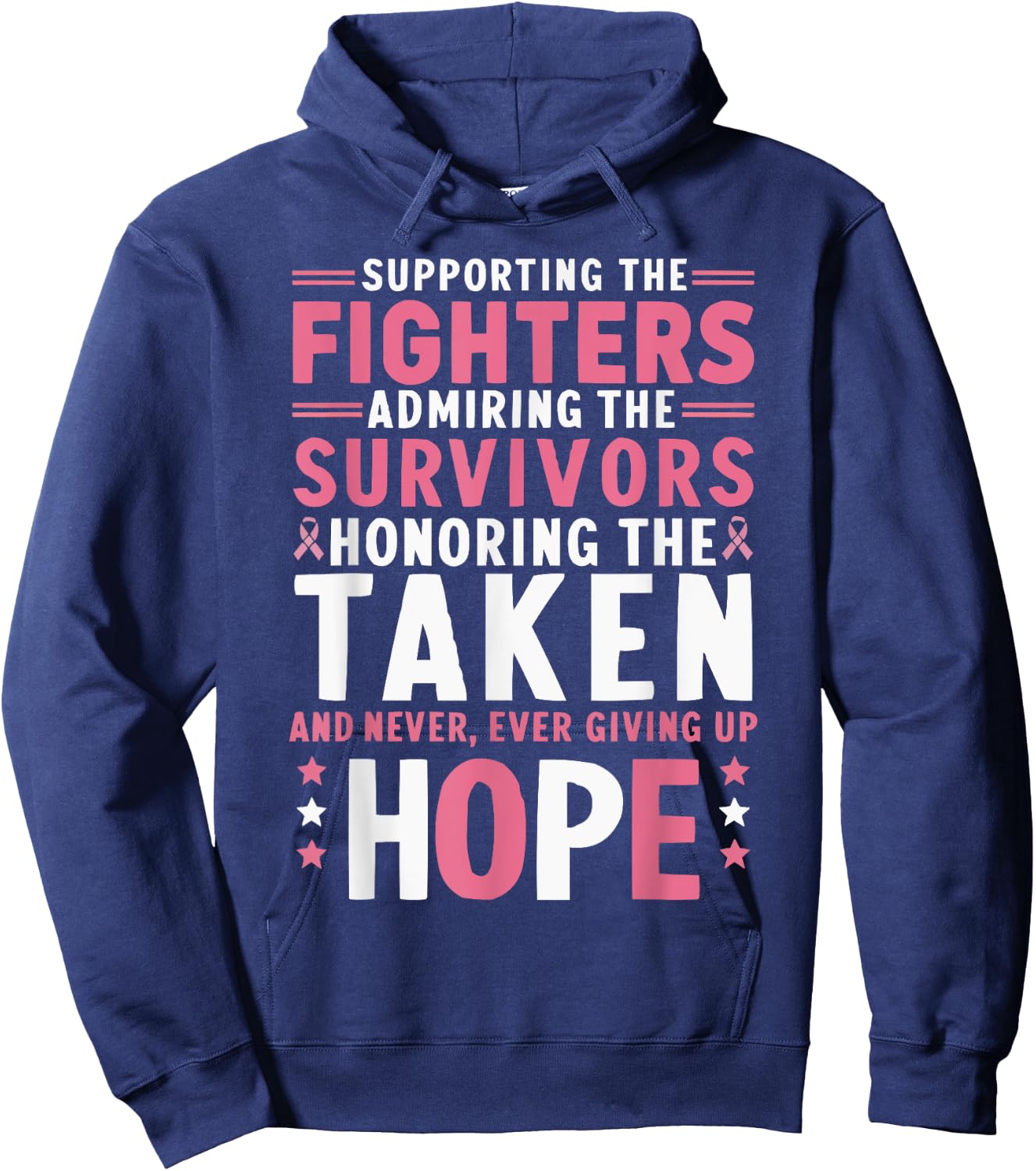 Breast Cancer Awareness Cancer Support Pink Ribbon Hoodie - Hoodie | Navy