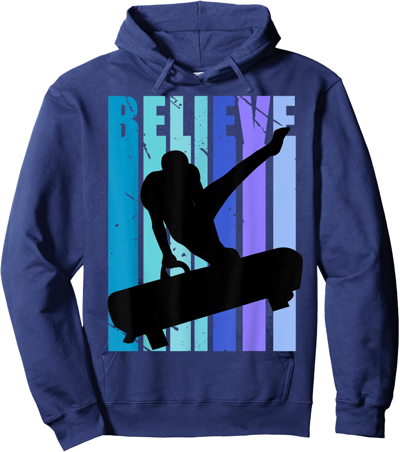Believe Retro Gymnastics Pommel Horse Gymnasts Coach Hoodie - Hoodie | Navy