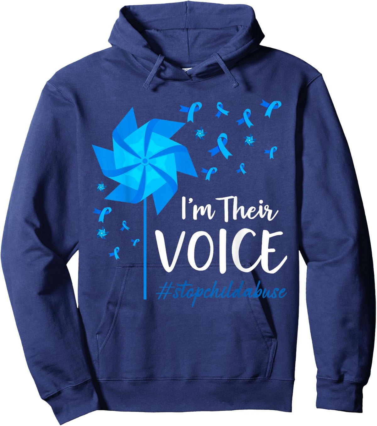 Child Abuse Prevention Awareness I'm Their Voice Pinwheel Hoodie - Hoodie | Navy