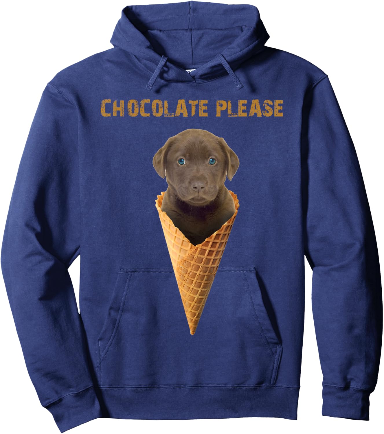 Chocolate Lab Waffle Cone Ice Cream Cute Puppy Women Kids Hoodie - Hoodie | Navy