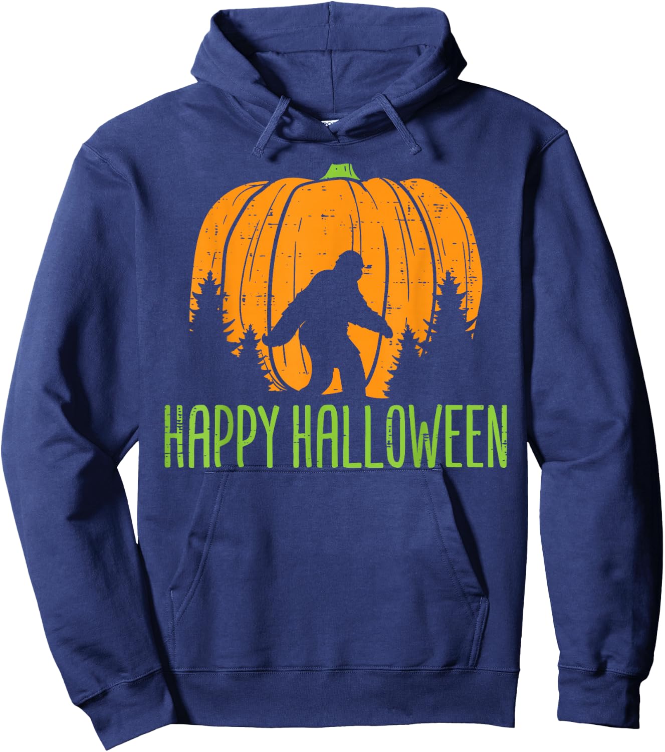 Happy Halloween Bigfoot Pumpkin Sasquatch Men Women Kids Hoodie - Hoodie | Navy