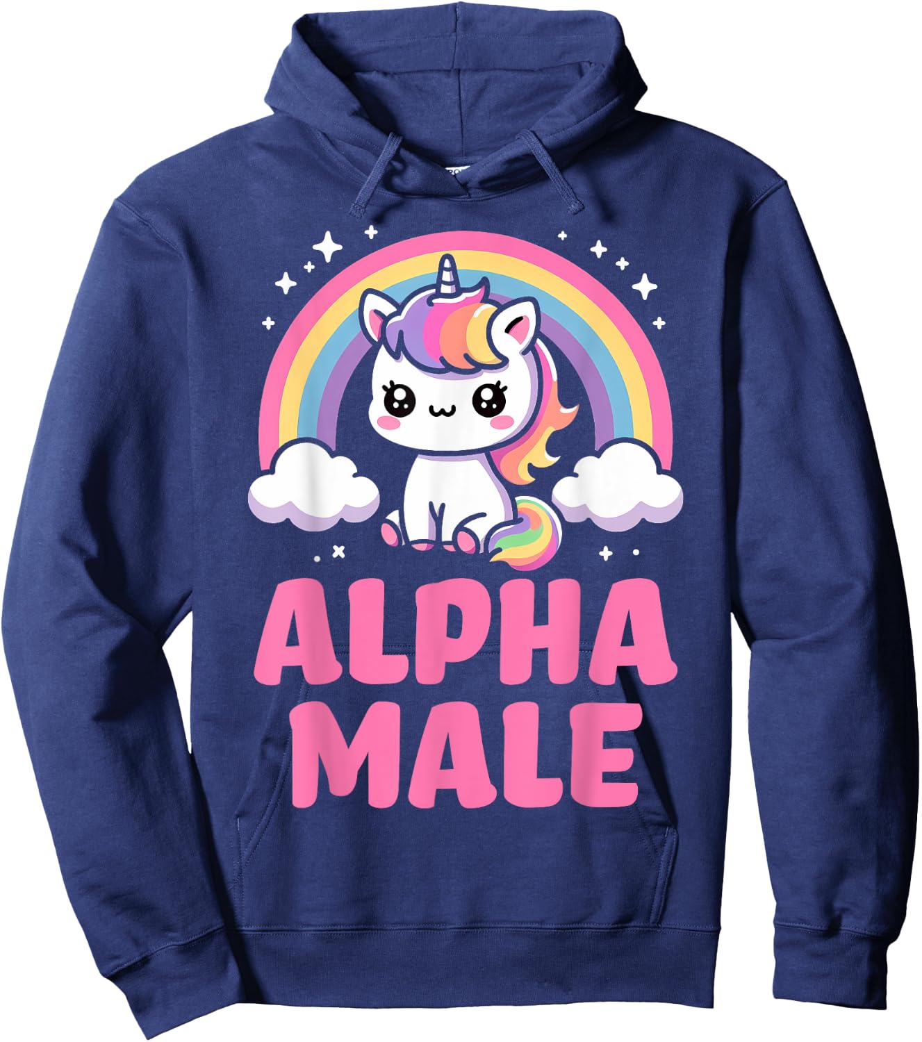 Alpha Male Unicorn Boys Ironic Cute Funny Sarcastic Humor Hoodie - Hoodie | Navy