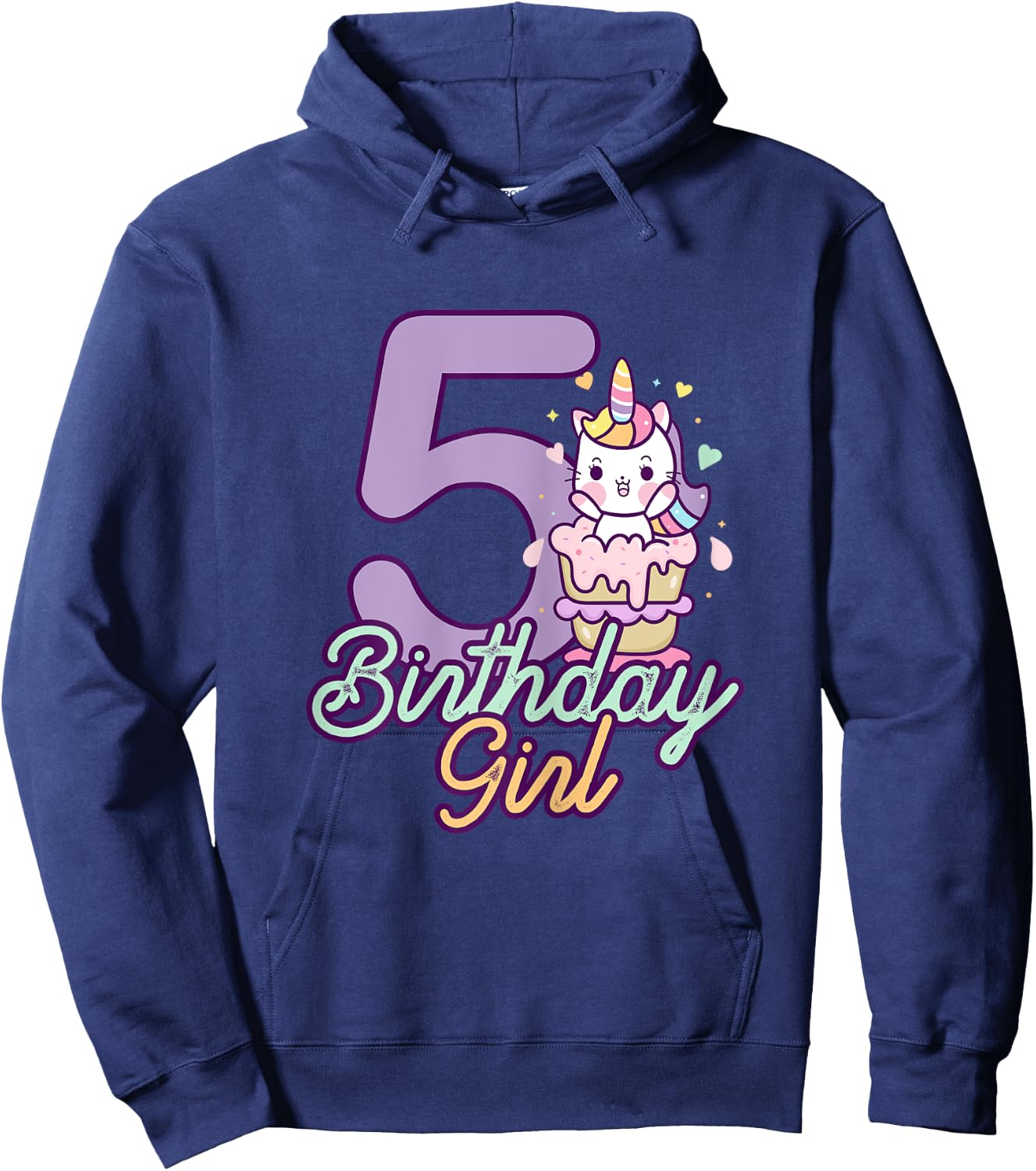 5 Years Old Birthday Girl Gifts Unicorn 5th Birthday Hoodie - Hoodie | Navy