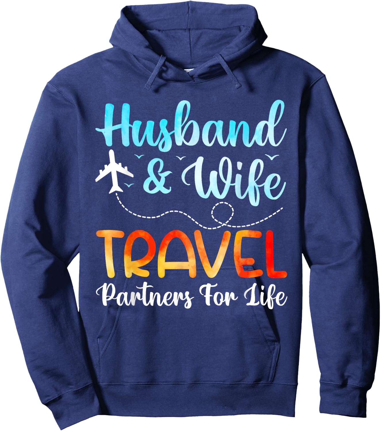 Funny Husband And Wife Travel Partners Matching Couple Hoodie - Hoodie | Navy