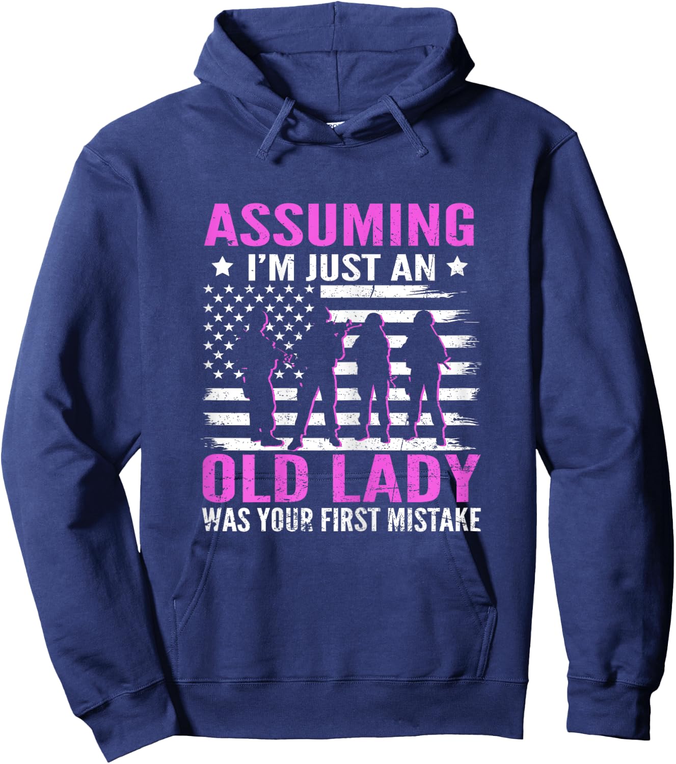 Assuming I'm Just An Old Lady Proud Female US Veteran Hoodie - Hoodie | Navy