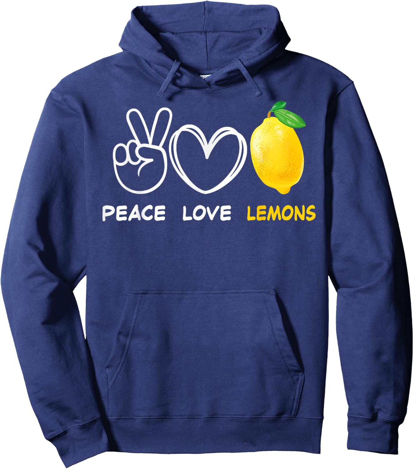 Peace, Love Lemon Retro Lemon Lover Fruit Lover Hoodie - Hoodie | Navy