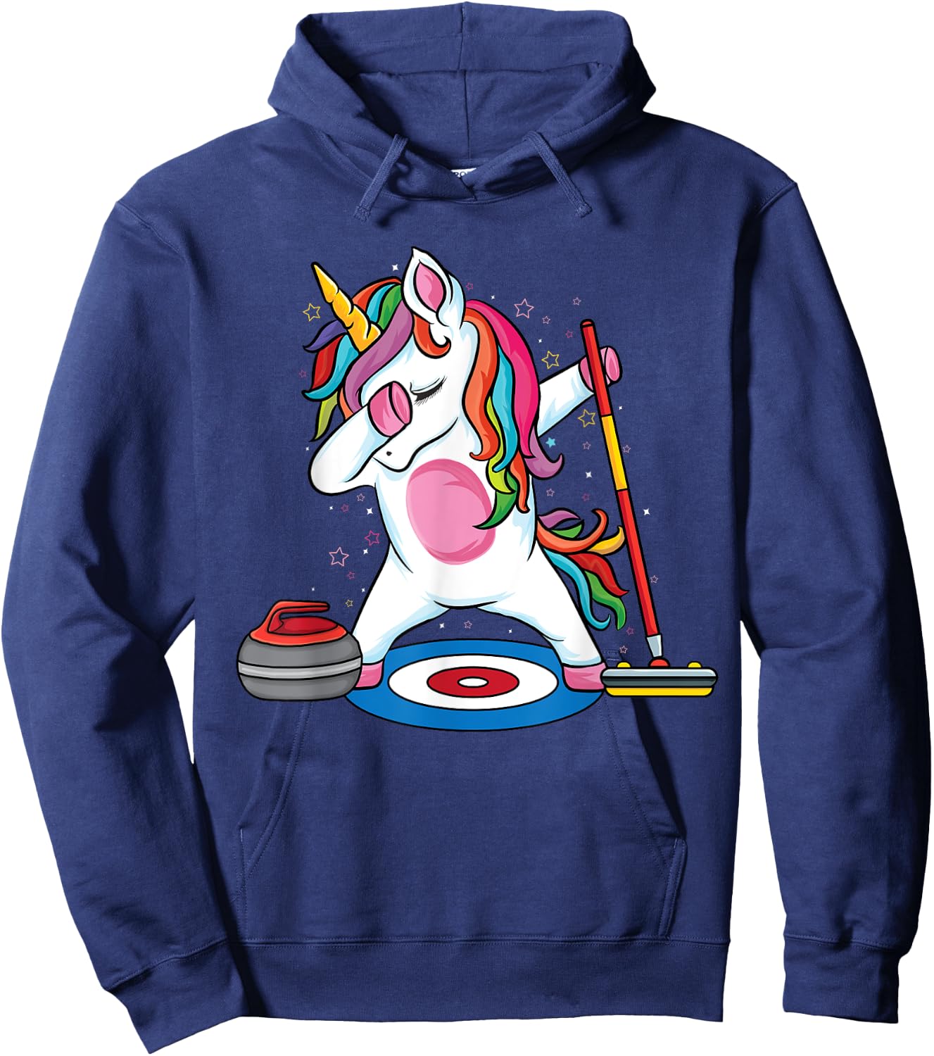 Magical Dabbing unicorn curling Player ice Sports Curling Hoodie - Hoodie | Navy